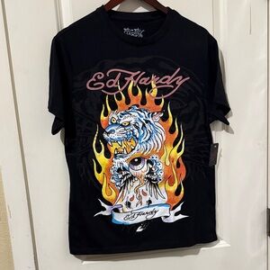 Ed Hardy Black Tee with Tiger Eyeball Tattoo